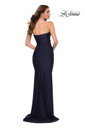La Femme 29851 prom dress images.  La Femme 29851 is available in these colors: Navy.