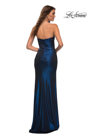 La Femme 29855 prom dress images.  La Femme 29855 is available in these colors: Gunmetal, Navy.