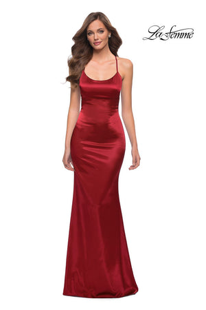 La Femme 29858 prom dress images.  La Femme 29858 is available in these colors: Emerald, Red, Royal Blue, White.