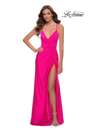 La Femme 29870 prom dress images.  La Femme 29870 is available in these colors: Hot Pink.