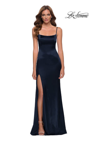 La Femme 29945 prom dress images.  La Femme 29945 is available in these colors: Burgundy, Navy, White.