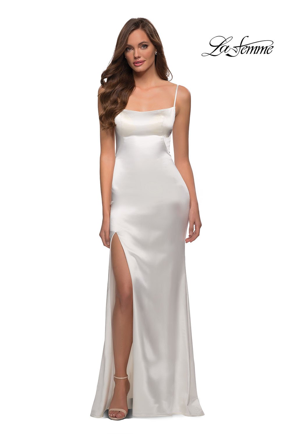 Satin white prom dress hotsell