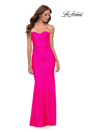 La Femme 29963 prom dress images.  La Femme 29963 is available in these colors: Neon Pink.