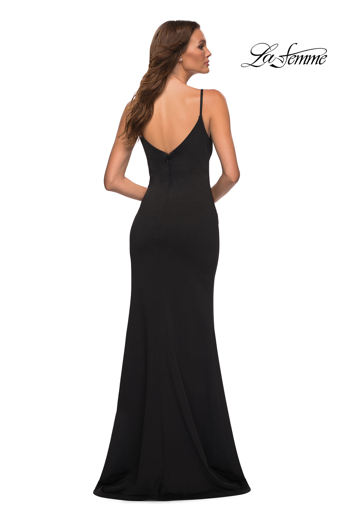La Femme 30072 prom dress images.  La Femme 30072 is available in these colors: Black, Dark Emerald, Purple, Royal Blue.