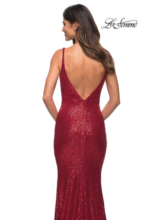 La Femme 30187 prom dress images.  La Femme 30187 is available in these colors: Black, Emerald, Navy, Nude, Red.