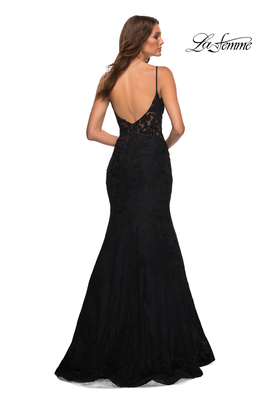 La Femme 30320 prom dress images.  La Femme 30320 is available in these colors: Black, Dark Emerald, Light Periwinkle, Red, Royal Blue.