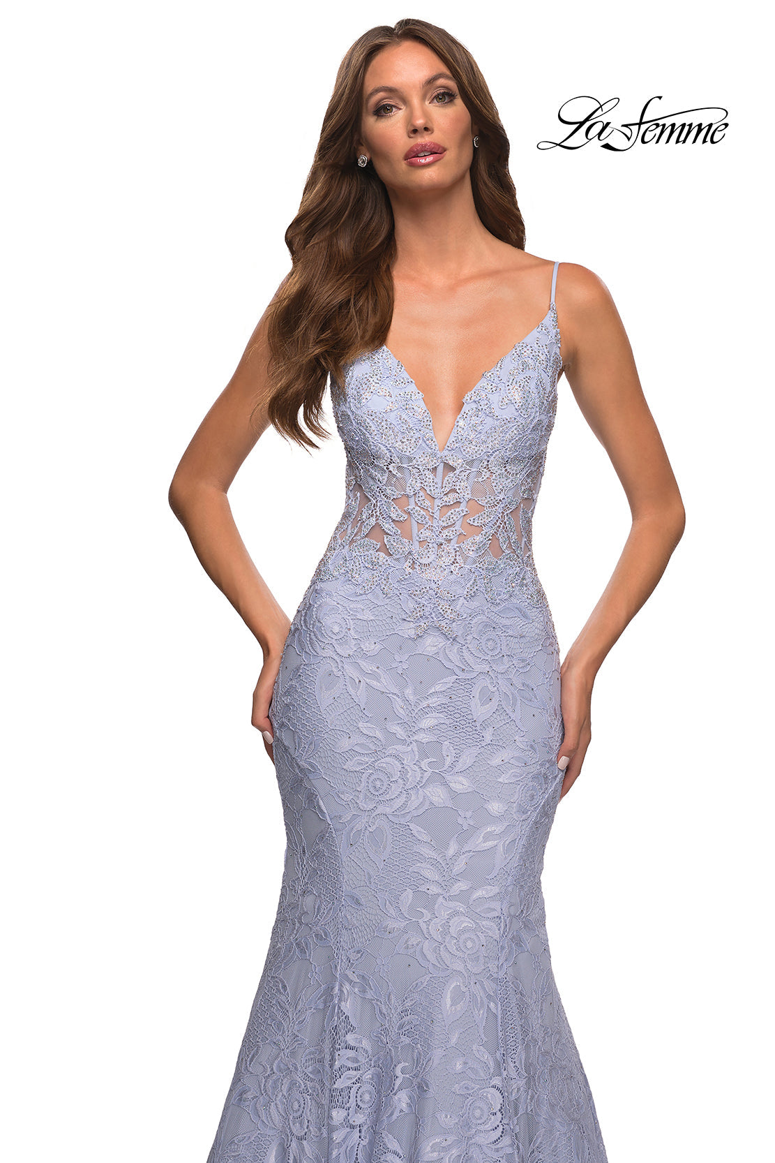 La Femme 30320 prom dress images.  La Femme 30320 is available in these colors: Black, Dark Emerald, Light Periwinkle, Red, Royal Blue.