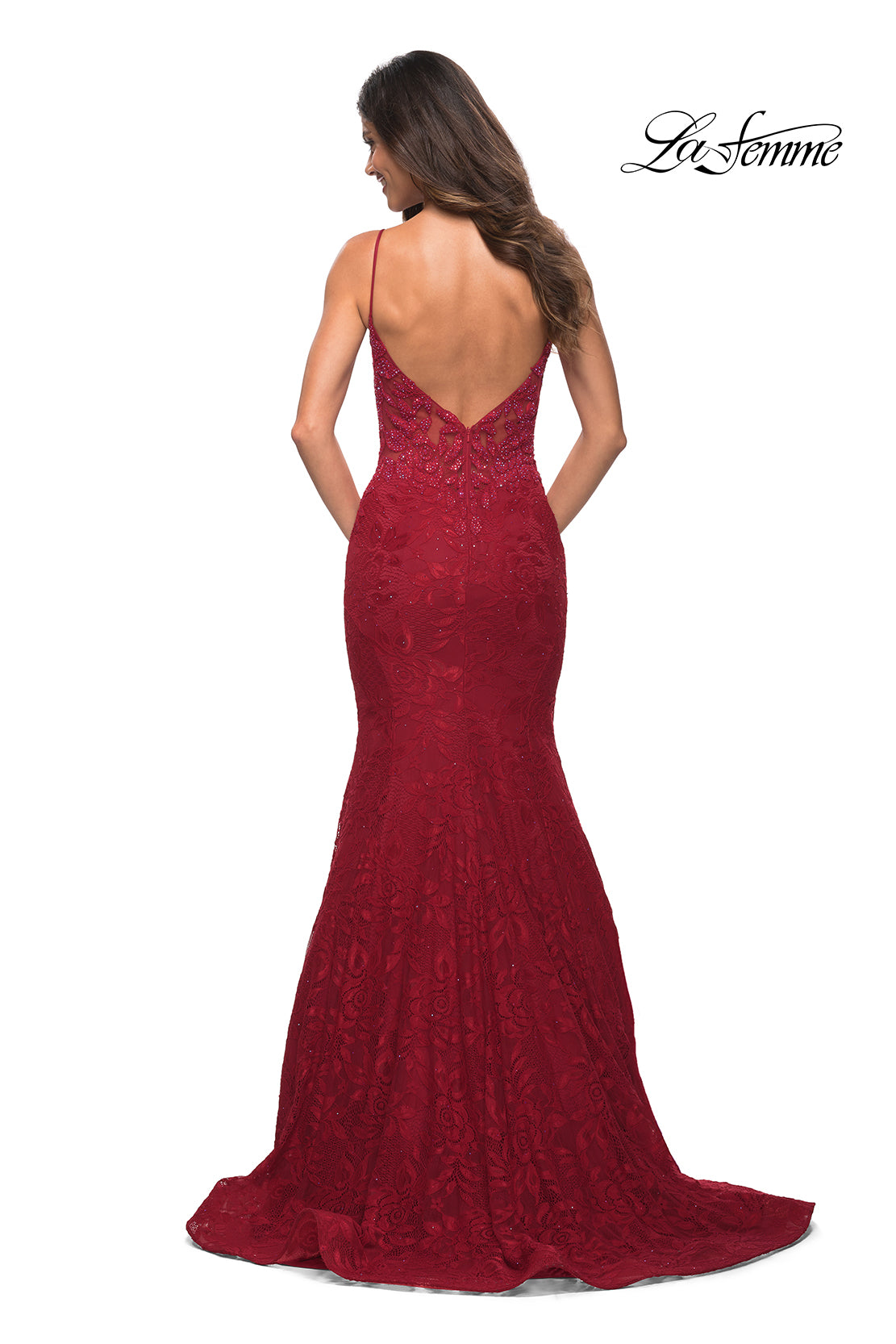 La Femme 30320 prom dress images.  La Femme 30320 is available in these colors: Black, Dark Emerald, Light Periwinkle, Red, Royal Blue.