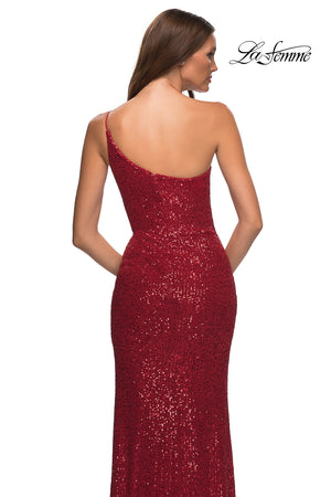 La Femme 30391 prom dress images.  La Femme 30391 is available in these colors: Black, Red, Royal Blue, White.
