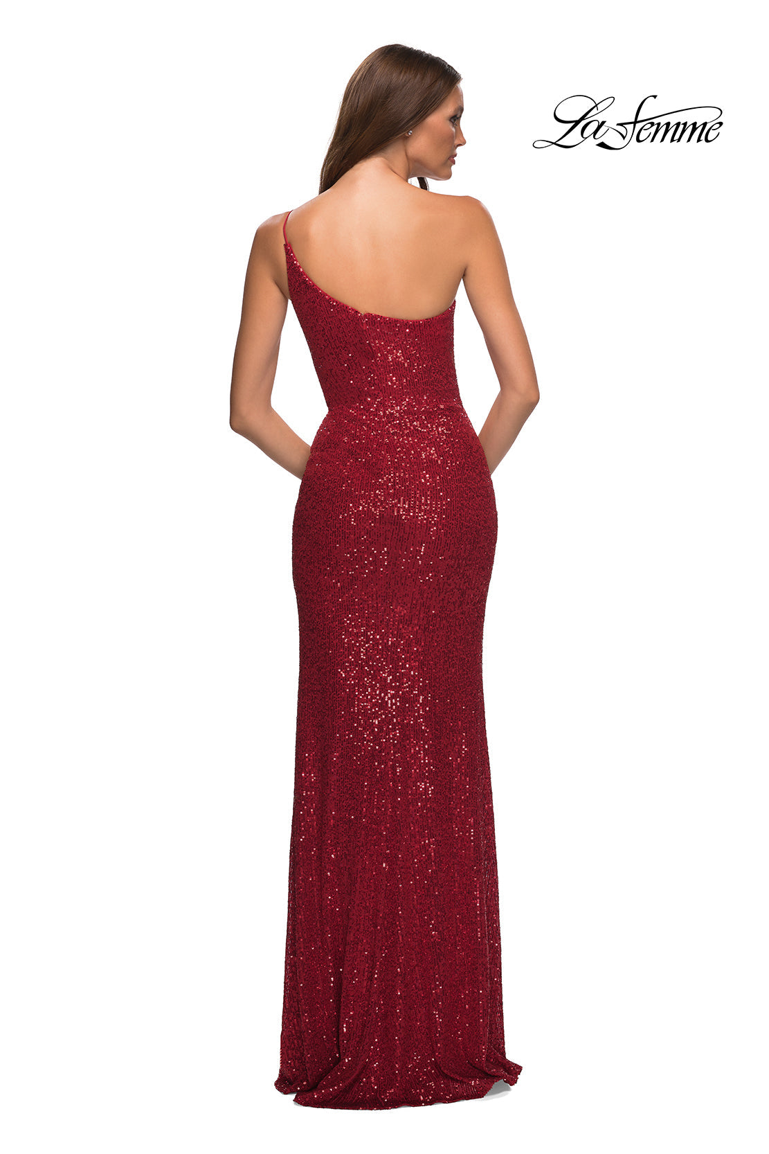 La Femme 30391 prom dress images.  La Femme 30391 is available in these colors: Black, Red, Royal Blue, White.