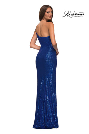 La Femme 30391 prom dress images.  La Femme 30391 is available in these colors: Black, Red, Royal Blue, White.