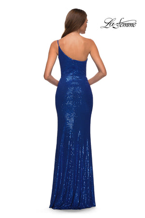La Femme 30391 prom dress images.  La Femme 30391 is available in these colors: Black, Red, Royal Blue, White.