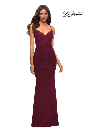 La Femme 30402 prom dress images.  La Femme 30402 is available in these colors: Black, Dark Berry, Emerald.