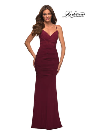 La Femme 30402 prom dress images.  La Femme 30402 is available in these colors: Black, Dark Berry, Emerald.