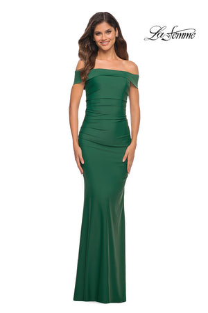 La Femme 30422 prom dress images.  La Femme 30422 is available in these colors: Emerald, Navy, Wine.