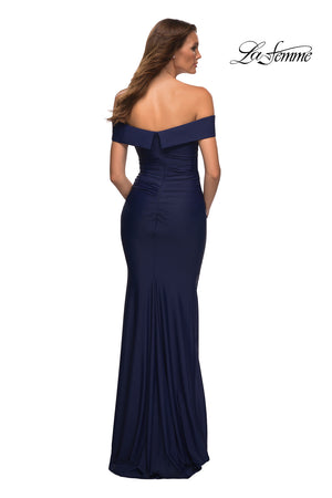 La Femme 30422 prom dress images.  La Femme 30422 is available in these colors: Emerald, Navy, Wine.