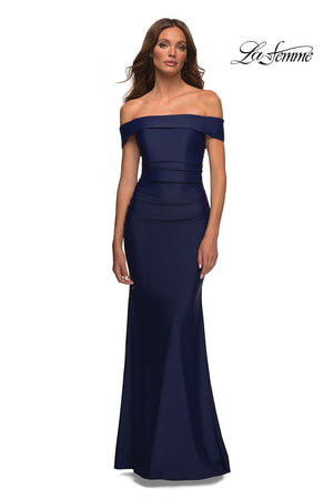 La Femme 30422 prom dress images.  La Femme 30422 is available in these colors: Emerald, Navy, Wine.