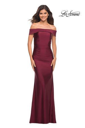 La Femme 30422 prom dress images.  La Femme 30422 is available in these colors: Emerald, Navy, Wine.