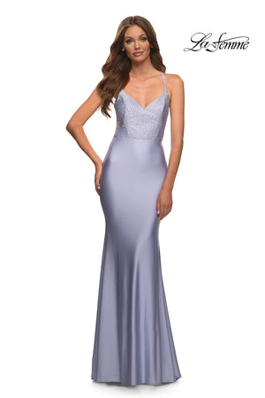 La Femme 30432 prom dress images.  La Femme 30432 is available in these colors: Black, Light Periwinkle, Mauve, Royal Blue.