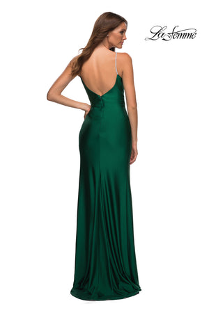 La Femme 30435 prom dress images.  La Femme 30435 is available in these colors: Black, Cloud Blue, Emerald, Mauve, Nude, Red, White.