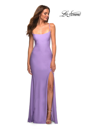 La Femme 30436 prom dress images.  La Femme 30436 is available in these colors: Berry, Cloud Blue, Periwinkle, Red.