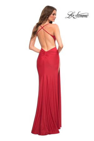 La Femme 30437 prom dress images.  La Femme 30437 is available in these colors: Black, Red.