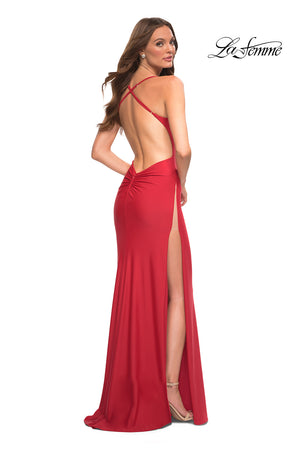 La Femme 30437 prom dress images.  La Femme 30437 is available in these colors: Black, Red.