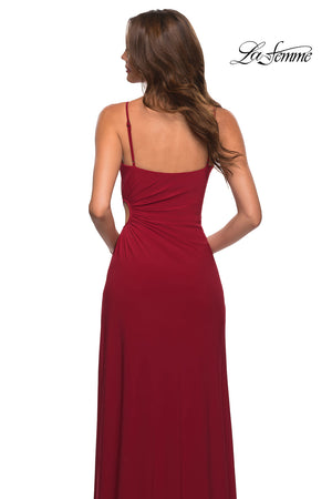 La Femme 30439 prom dress images.  La Femme 30439 is available in these colors: Black, Dark Emerald, Deep Red, White.