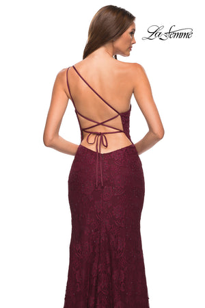 La Femme 30441 prom dress images.  La Femme 30441 is available in these colors: Dark Berry, Dark Emerald, Navy, Yellow.