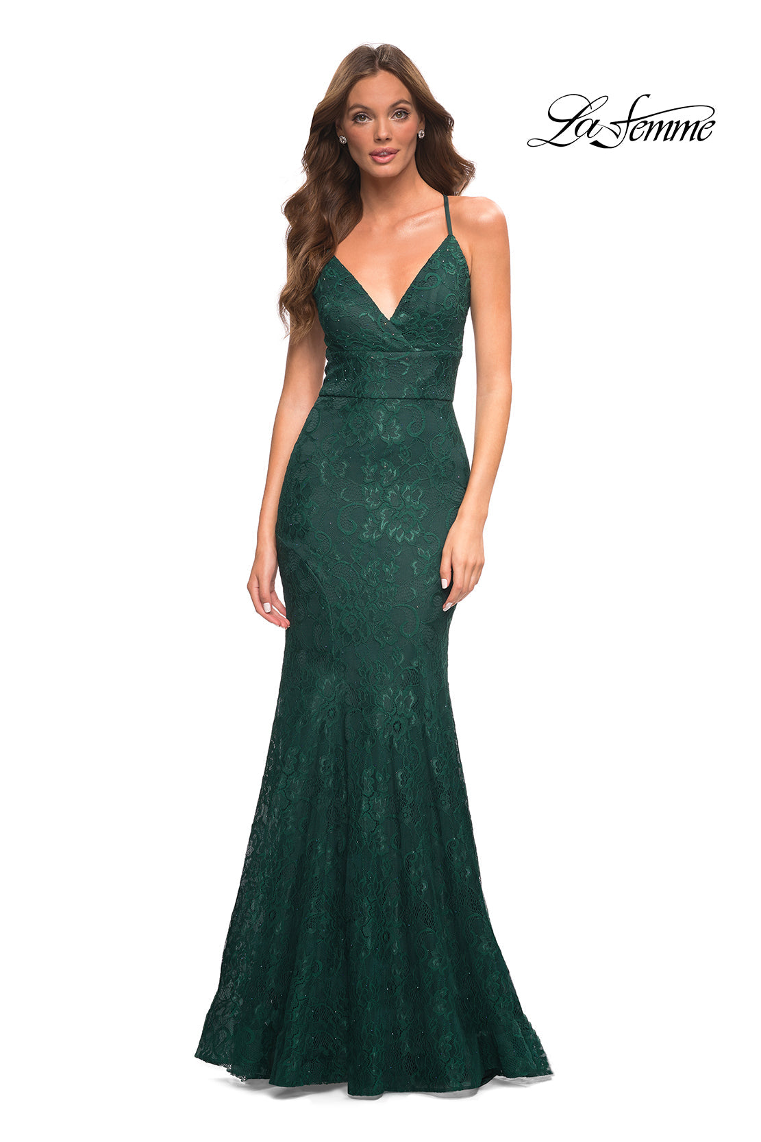 La Femme 30442 prom dress images.  La Femme 30442 is available in these colors: Dark Berry, Emerald.