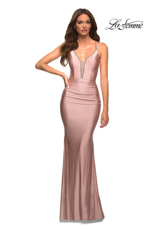 La Femme 30446 prom dress images.  La Femme 30446 is available in these colors: Light Periwinkle, Mauve.