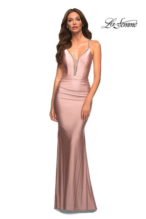 La Femme 30446 prom dress images.  La Femme 30446 is available in these colors: Light Periwinkle, Mauve.