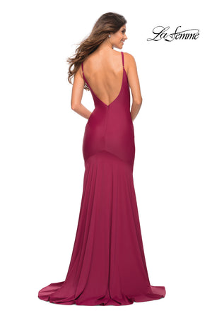 La Femme 30458 prom dress images.  La Femme 30458 is available in these colors: Berry, Black, Emerald, Navy, White.