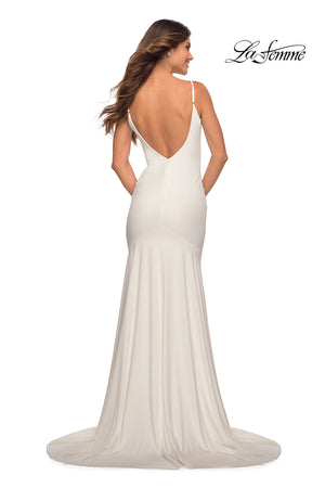 La Femme 30458 prom dress images.  La Femme 30458 is available in these colors: Berry, Black, Emerald, Navy, White.