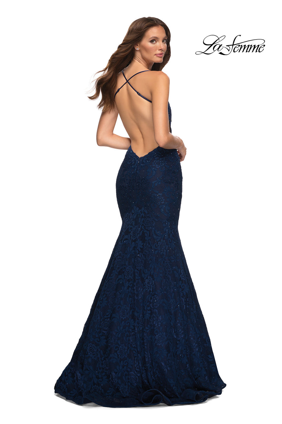 La Femme 30467 prom dress images.  La Femme 30467 is available in these colors: Black, Dark Berry, Navy.