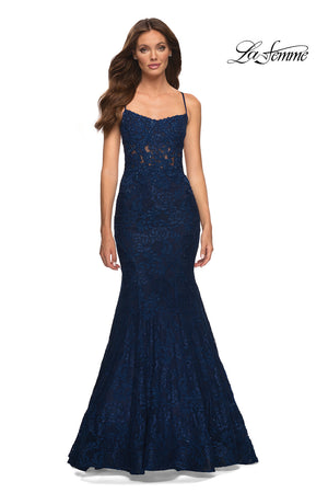 La Femme 30467 prom dress images.  La Femme 30467 is available in these colors: Black, Dark Berry, Navy.