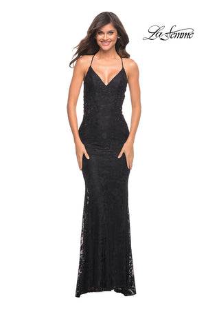 La Femme 30474 prom dress images.  La Femme 30474 is available in these colors: Black, Dark Berry, Light Periwinkle, Pale Yellow, Royal Blue.