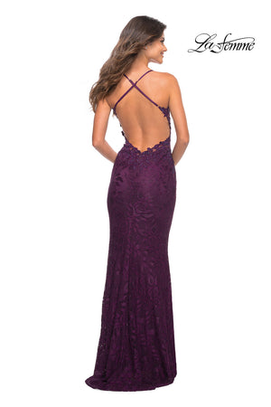 La Femme 30474 prom dress images.  La Femme 30474 is available in these colors: Black, Dark Berry, Light Periwinkle, Pale Yellow, Royal Blue.