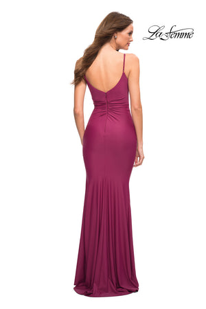La Femme 30482 prom dress images.  La Femme 30482 is available in these colors: Berry, Dark Emerald, Navy.