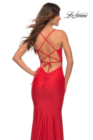 La Femme 30491 prom dress images.  La Femme 30491 is available in these colors: Black, Red, Royal Blue.