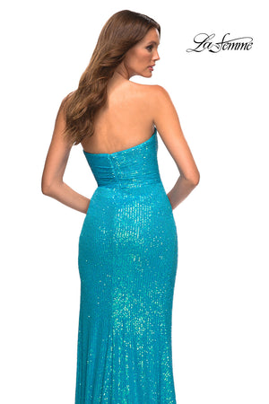 La Femme 30497 prom dress images.  La Femme 30497 is available in these colors: Aqua, Champagne, Light Periwinkle.