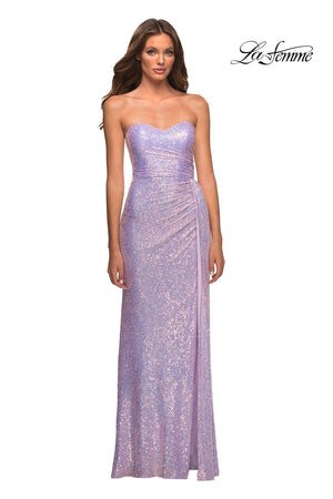 La Femme 30497 prom dress images.  La Femme 30497 is available in these colors: Aqua, Champagne, Light Periwinkle.
