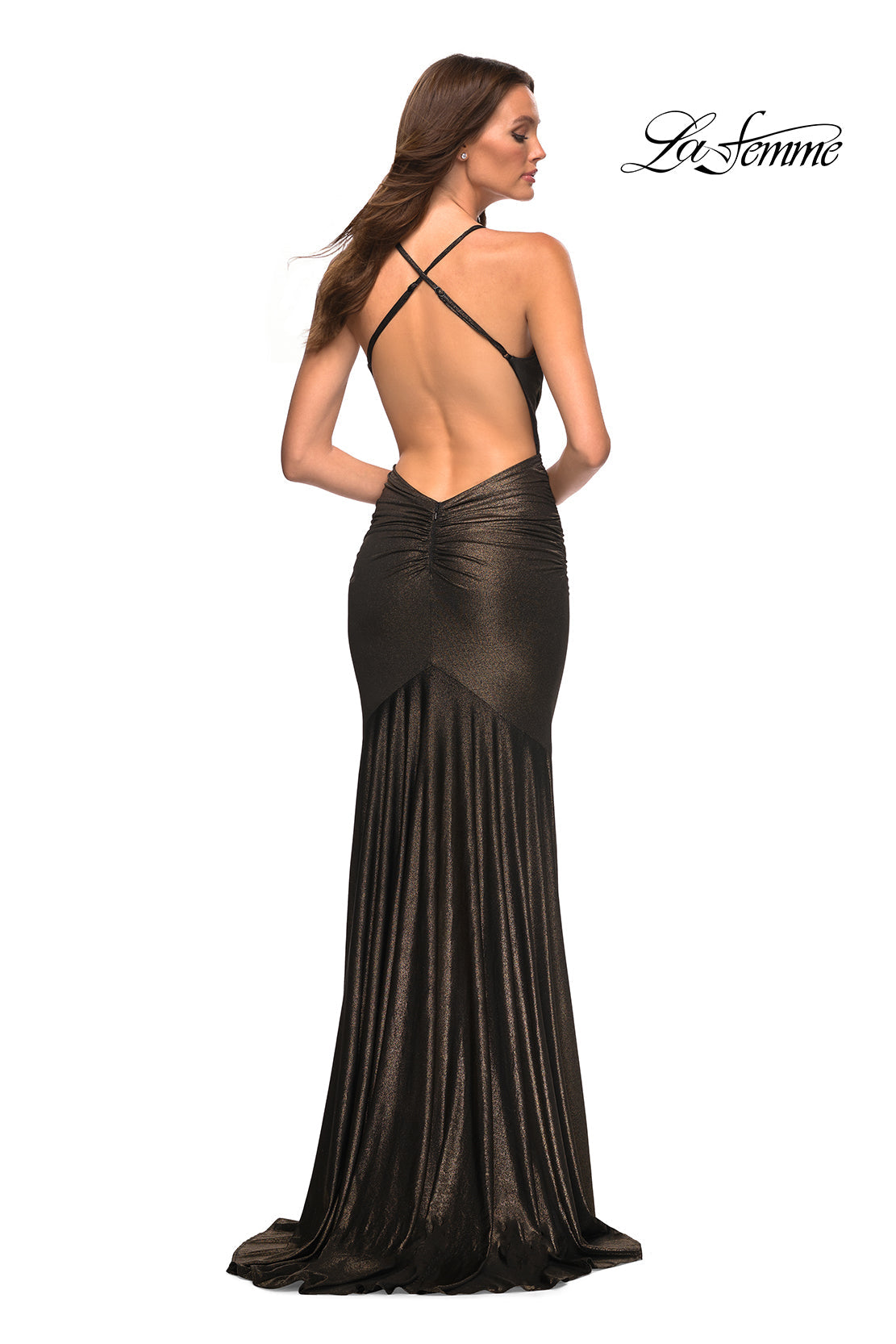La Femme 30500 prom dress images.  La Femme 30500 is available in these colors: Black/Gold, Navy, White/Gold.
