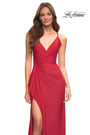 La Femme 30501 prom dress images.  La Femme 30501 is available in these colors: Black, Dark Emerald, Red, Royal Blue.