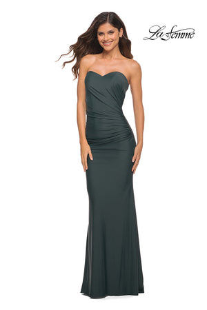 La Femme 30502 prom dress images.  La Femme 30502 is available in these colors: Dark Emerald, Dark Wine, Navy, Royal Blue.