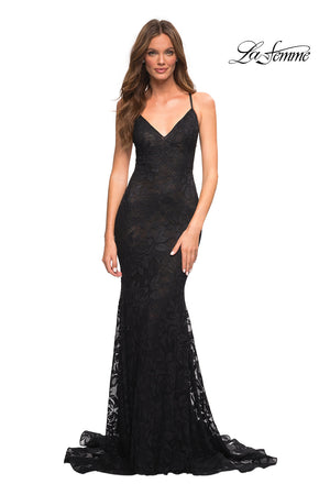 La Femme 30511 prom dress images.  La Femme 30511 is available in these colors: Black, Red, Royal Blue.