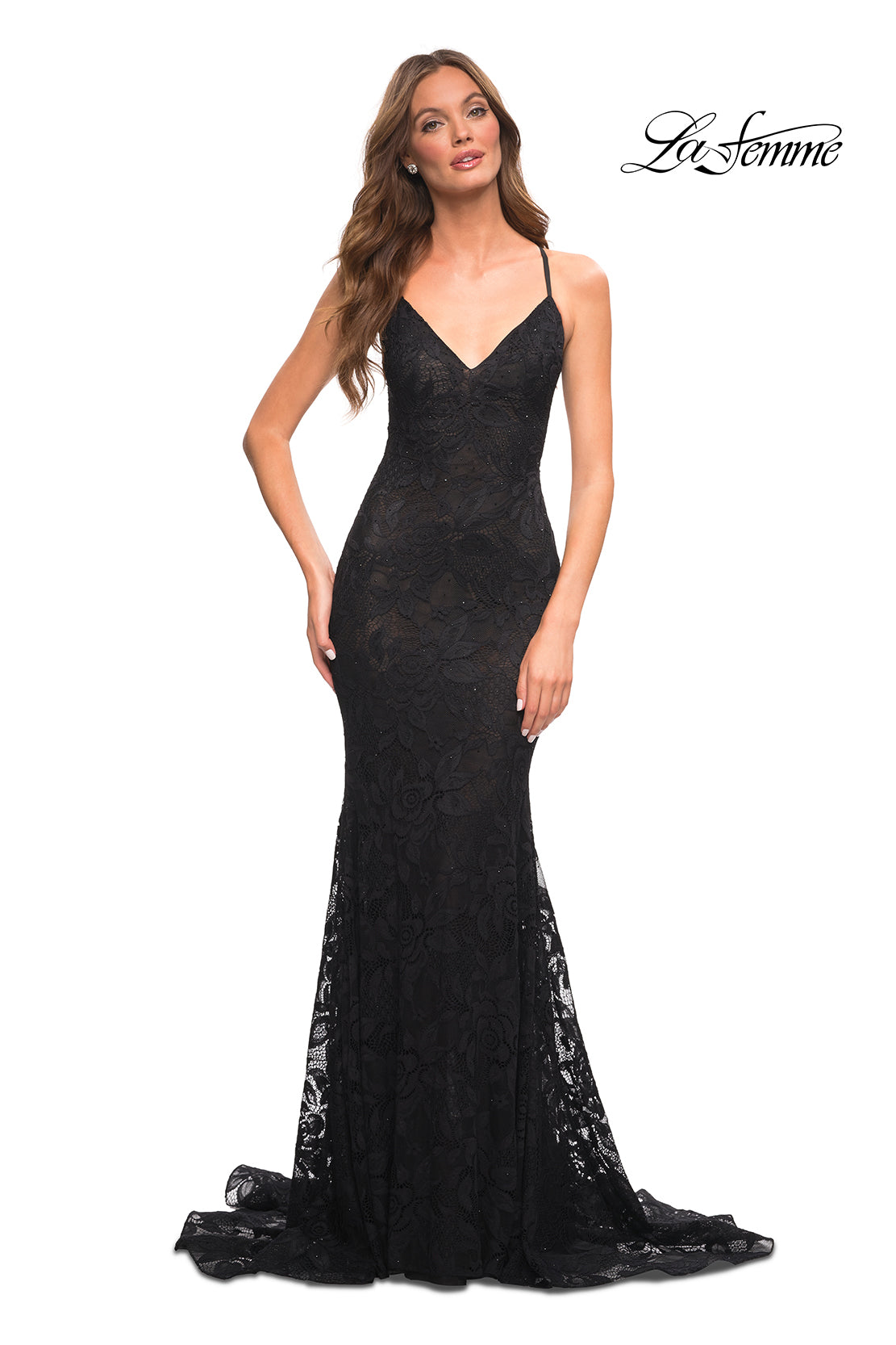 La Femme 30511 prom dress images.  La Femme 30511 is available in these colors: Black, Red, Royal Blue.