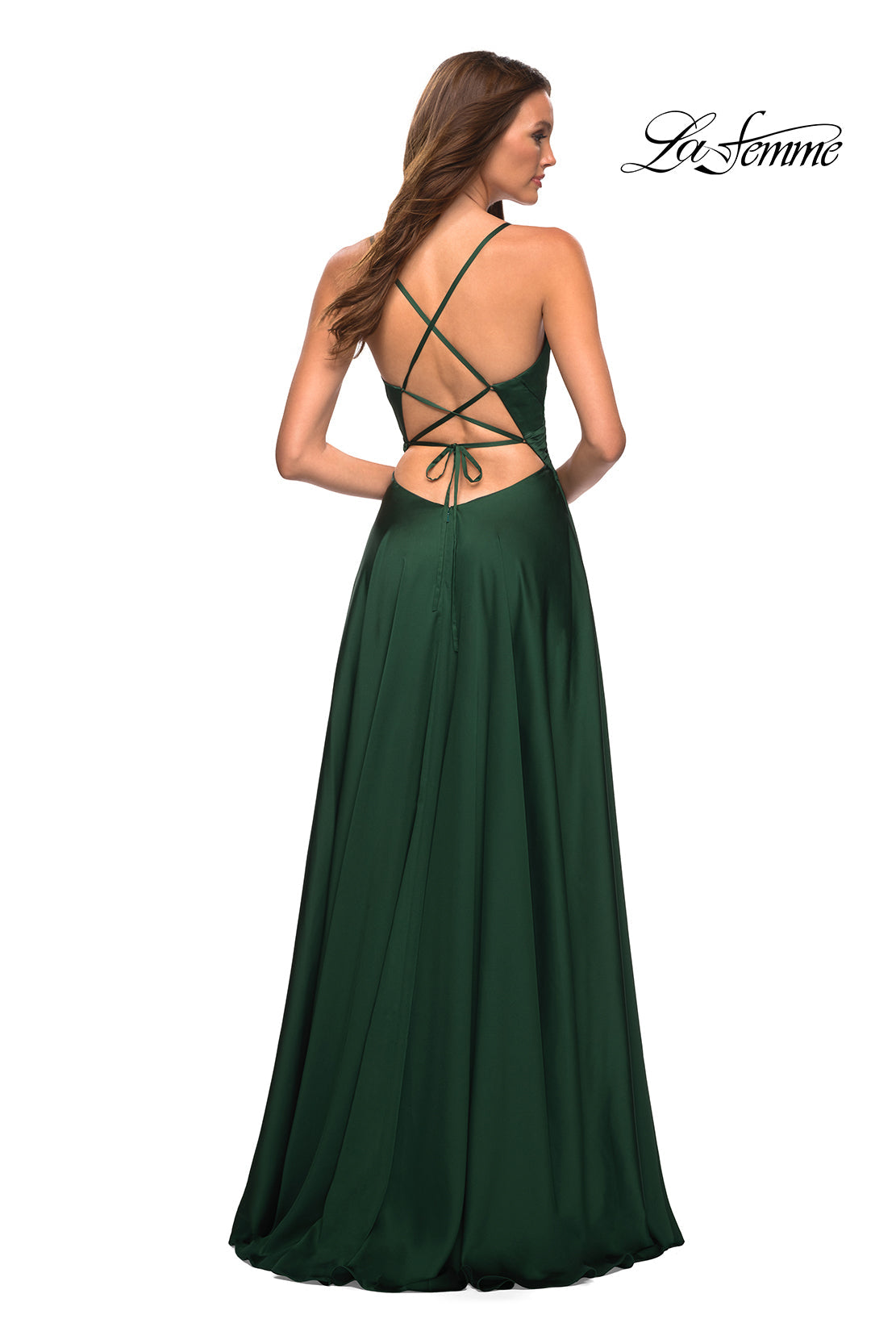 La Femme 30512 prom dress images.  La Femme 30512 is available in these colors: Emerald, Navy, Wine.