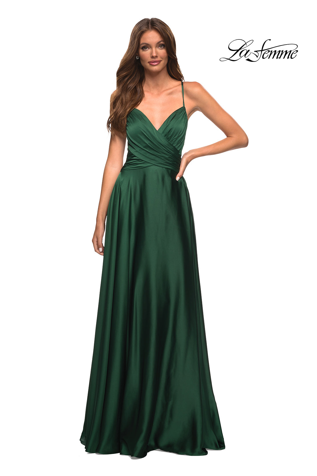 La Femme 30512 prom dress images.  La Femme 30512 is available in these colors: Emerald, Navy, Wine.