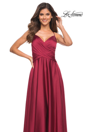 La Femme 30512 prom dress images.  La Femme 30512 is available in these colors: Emerald, Navy, Wine.